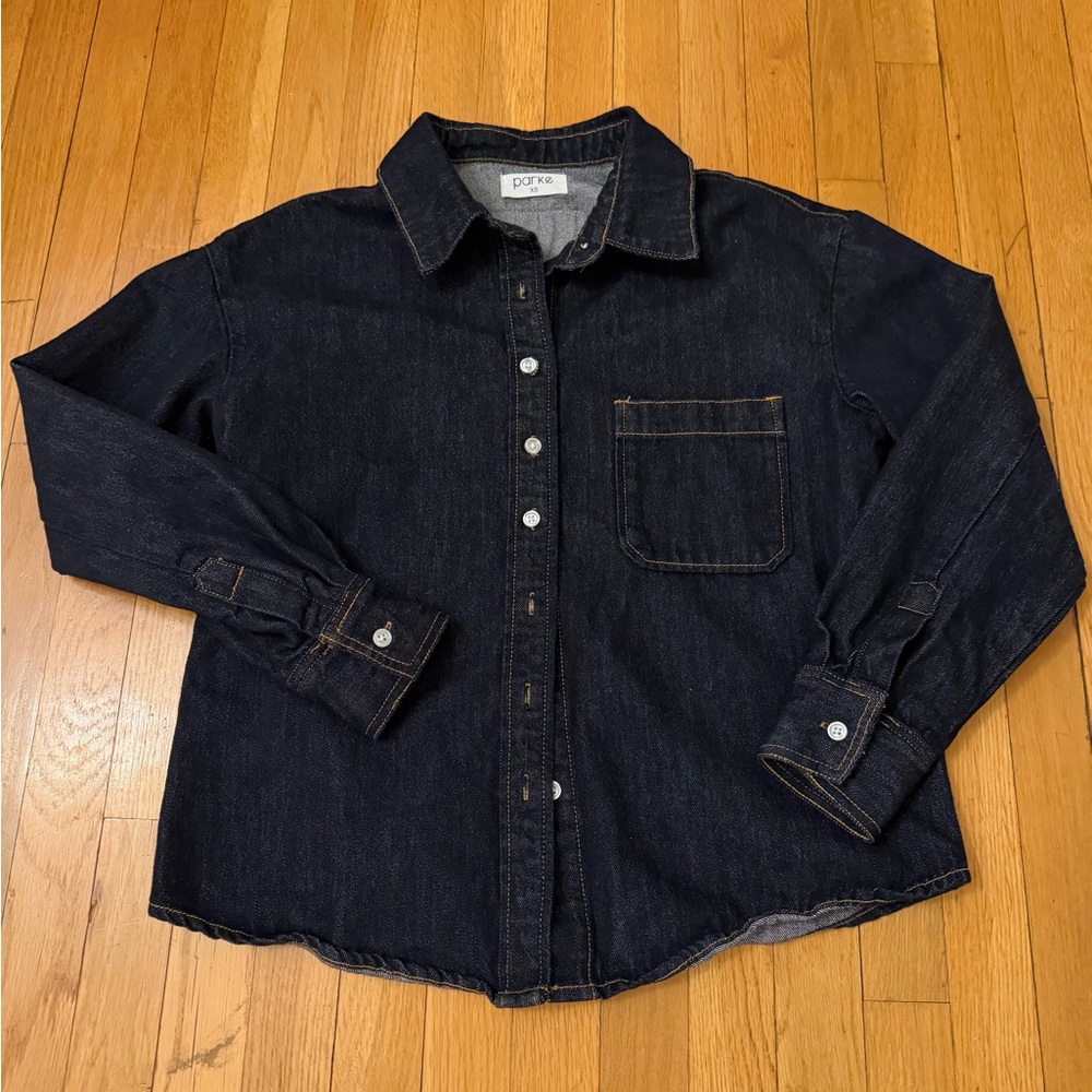 Parke Dark Blue Denim Button Down Shirt
